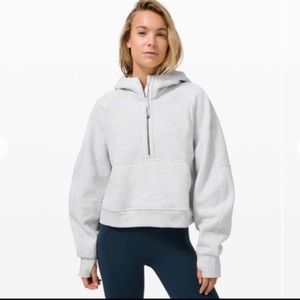 Oversized 1/2 zip Scuba hoodie.